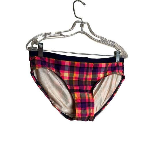 Issac Mizrahi For Target Bikini Swim Bottom Lined Plaid Pink Womens Medium NWT - Picture 1 of 4